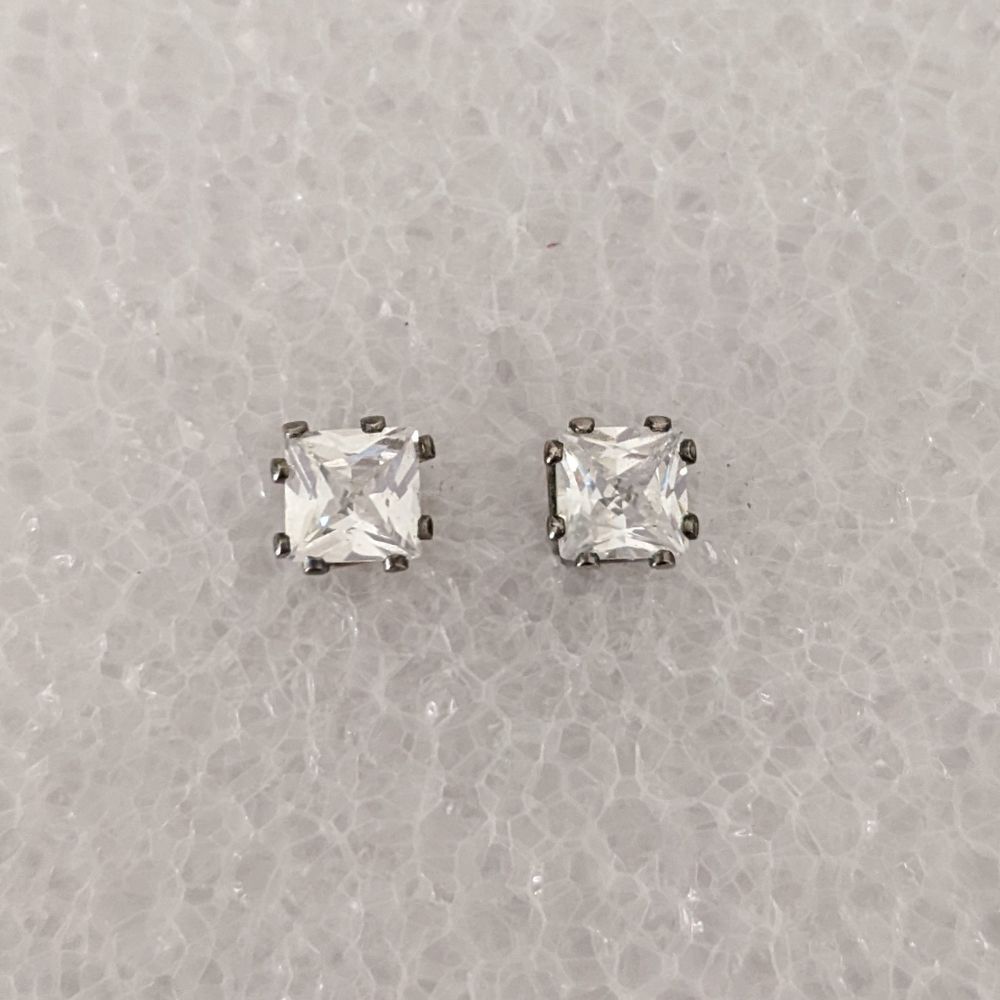 Princess Cut Faux Diamond Stud Earrings